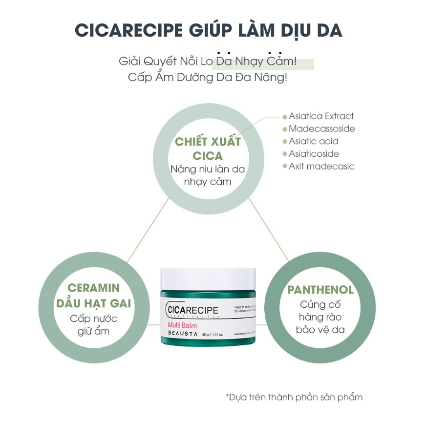 Kem dưỡng đa năng rau má Beausta Cicarecipe Multi Balm 40ml