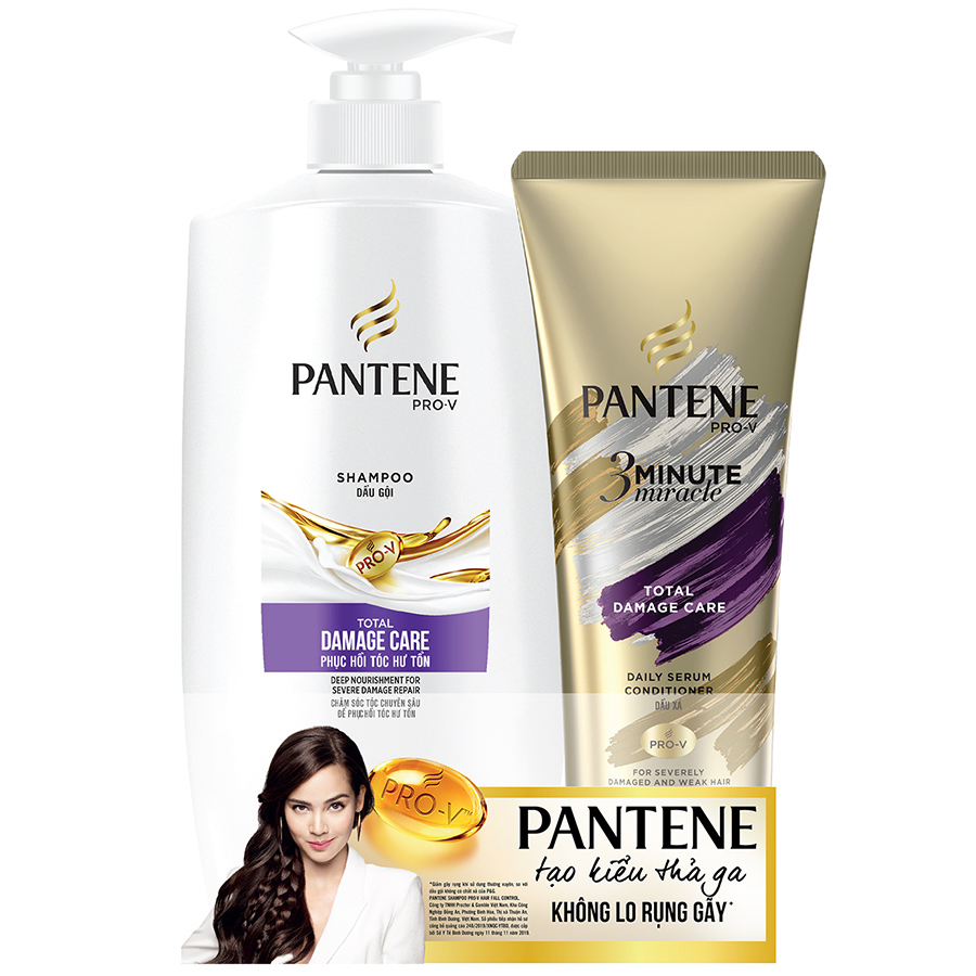 Bộ Đôi Pantene Ngăn Rụng Tóc (Dầu Gội 900ml + Kem Xả 150ml)