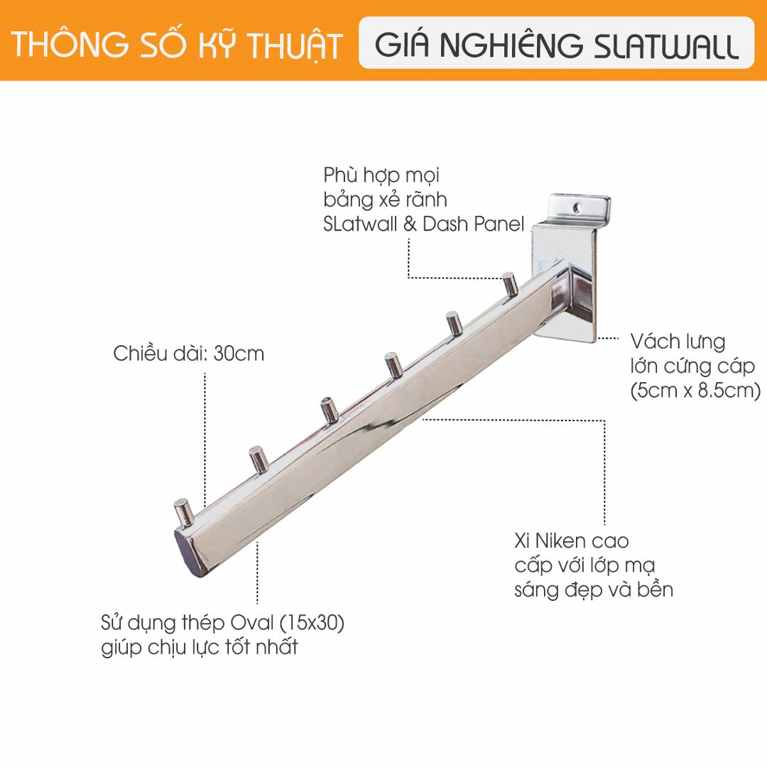 Giá treo Oval nghiêng cài tấm SMLIFE Slatwall