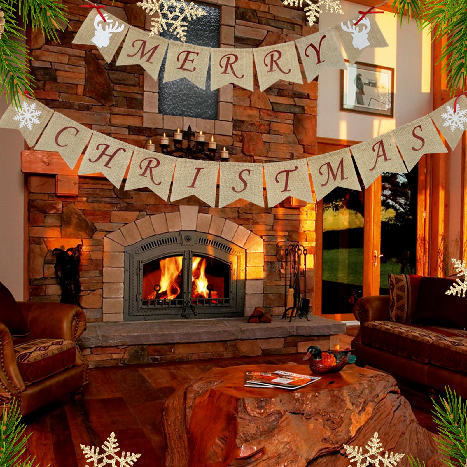 Băng rôn Merry Christmas Vải lanh, vải không dệt, sợi xe