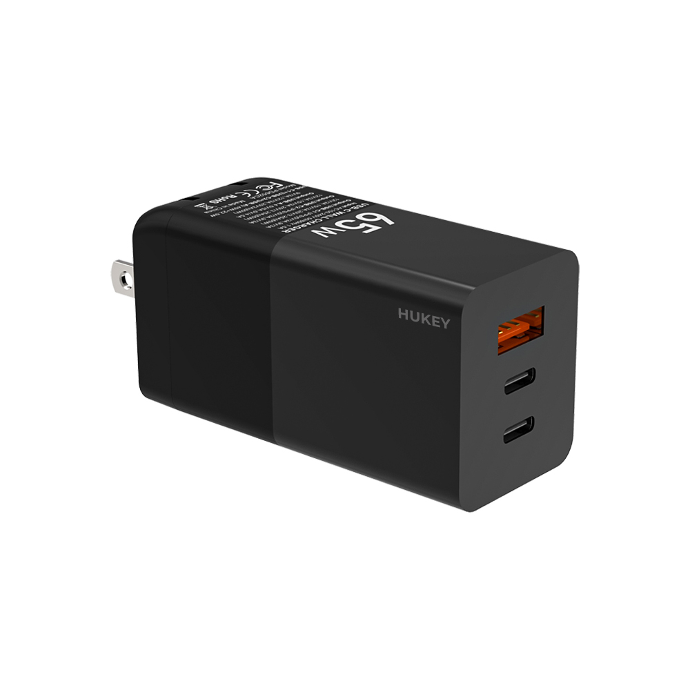 Bộ sạc nhanh PD đa năng Hukey GaN Travel Quick Charger 65W dùng cho Laptop và điện thoại (Multi Quick Charge Protocol, GaN Technology) - Hàng chính hãng