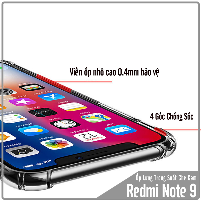 Ốp lưng cho Xiaomi Redmi Note 9 - Redmi 10X 4G TPU Trong Suốt Che Cam
