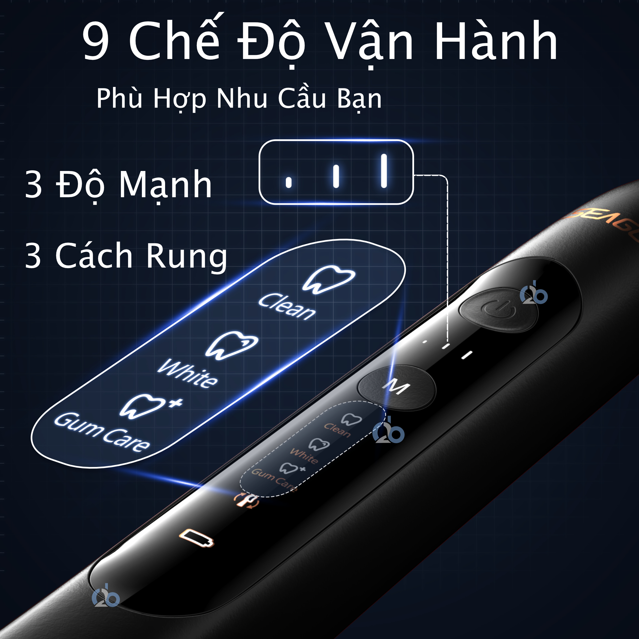 Bàn chải đánh răng điện Seago SG-982, phiên bản cao cấp sạc không dây