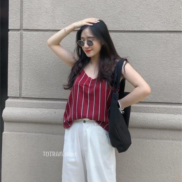 Áo hai dây lanh cổ V