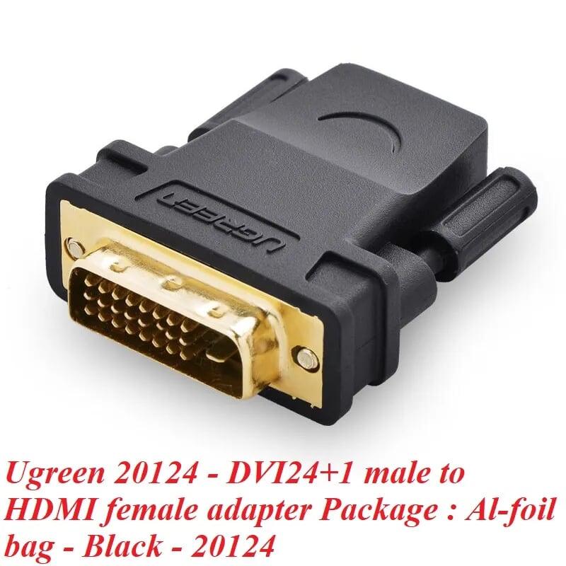 Ugreen UG2012420124TK Màu Đen Đầu chuyển đổi DVI 24 + 1 sang HDMI âm - HÀNG CHÍNH HÃNG