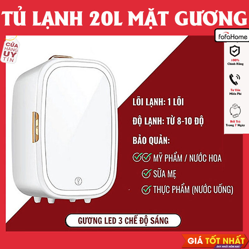 Tủ Lạnh Mini Đựng Mỹ Phẩm Trang Bị Gương Có Đèn Led 3 Cấp Độ Dung Tích 20L Loại 2 Chiều Nóng Lạnh Dùng Cho Gia Đình Xe Hơi - Giao Hàng Toàn Quốc - Hàng Nhập Khẩu