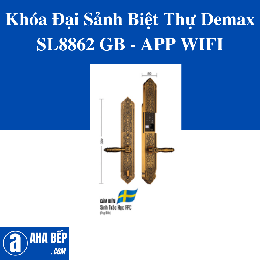 Khóa Đại Sảnh Biệt Thự Demax SL8862 GB - APP WIFI. Hàng Chính Hãng