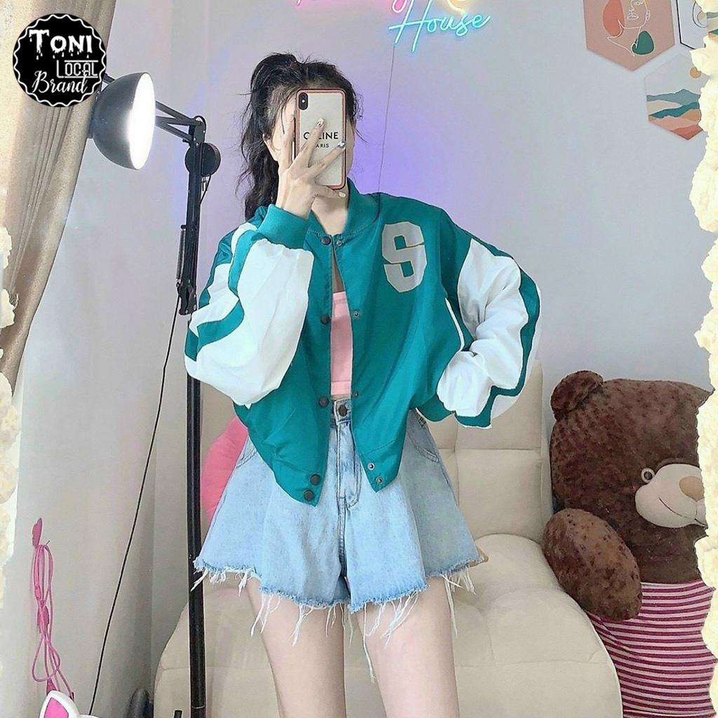 Áo Khoác Dù Bomber lửng tay phối 2 lớp Unisex chữ S (M120 - Ảnh thật)