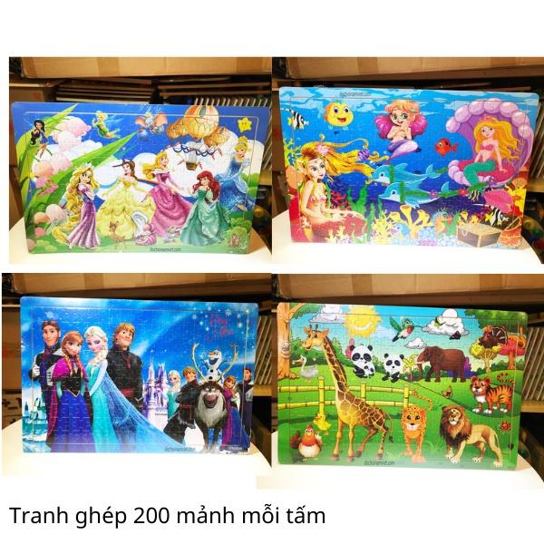 Tranh ghép 200 mảnh với 12 chủ đề các nhân vật hoạt hình mẫu lớn