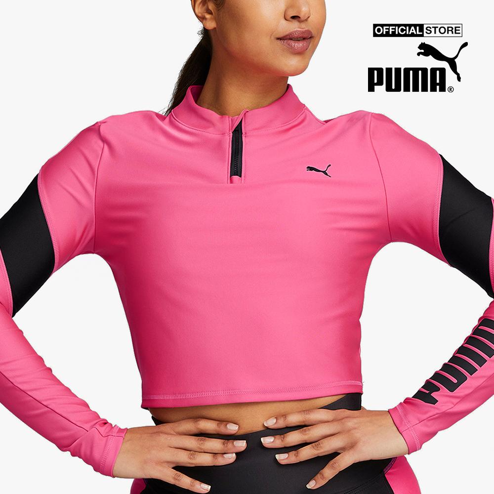 PUMA - Áo croptop nữ cổ trụ tay dài Fit EVERSCULPT Quarter Zip 522176