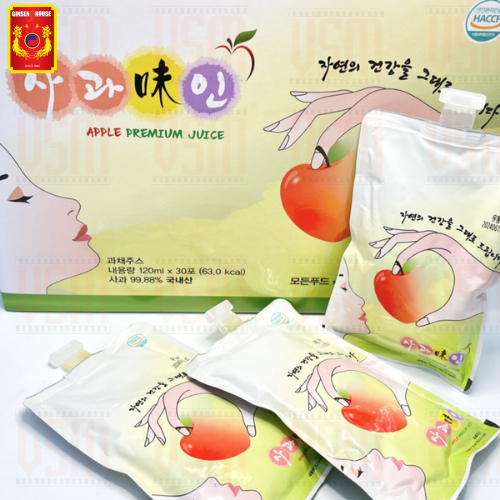 Nước Ép Táo Hàn Quốc Cao Cấp Apple Premium Juice - Ginseng House 120ml * 30 gói