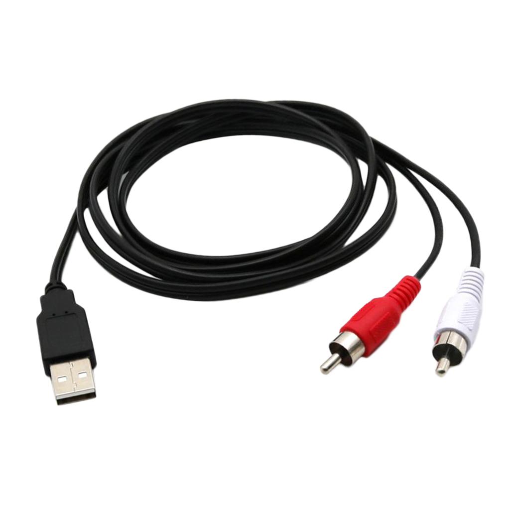 1.5m USB 2.0 Female to 2x RCA Male Video A/V Camcorder Adapter Cable