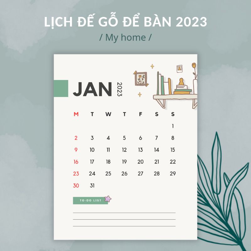 Lịch Đế Gỗ Để Bàn 2023 / Lịch Thiết Kế Chủ Đề MY HOME