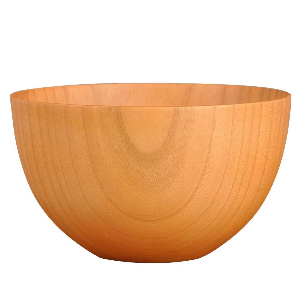Set 2PCS Natural Wooden Bowl Rice Bowl Dessert Cereal Soup Bowl Table Decor