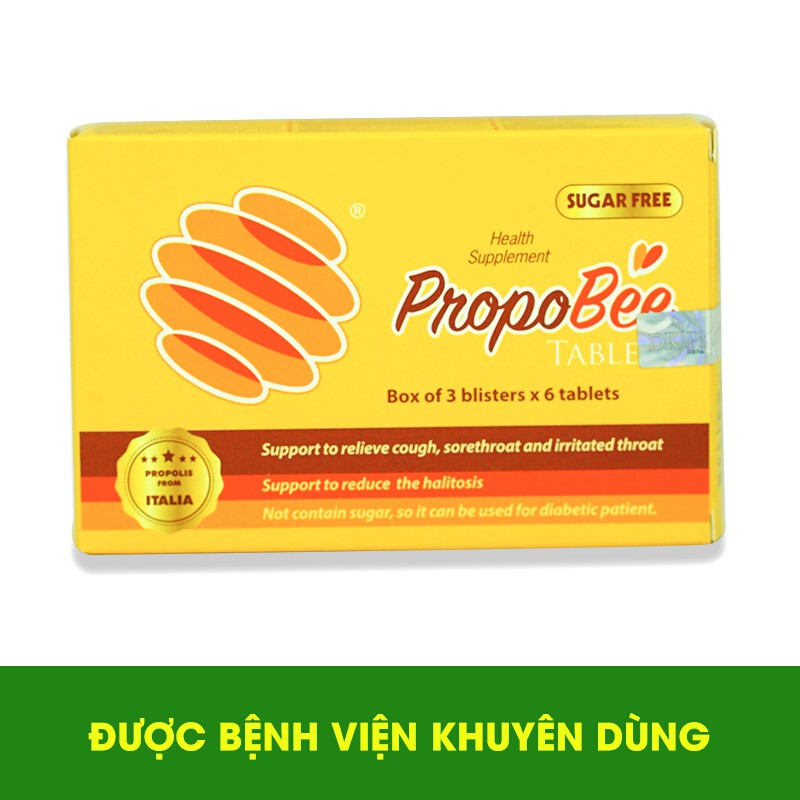 Viên ngậm keo ong hỗ trợ giảm ho không đường DK Pharma PropoBee Tablets 3 vỉ, 6 viên/vỉ