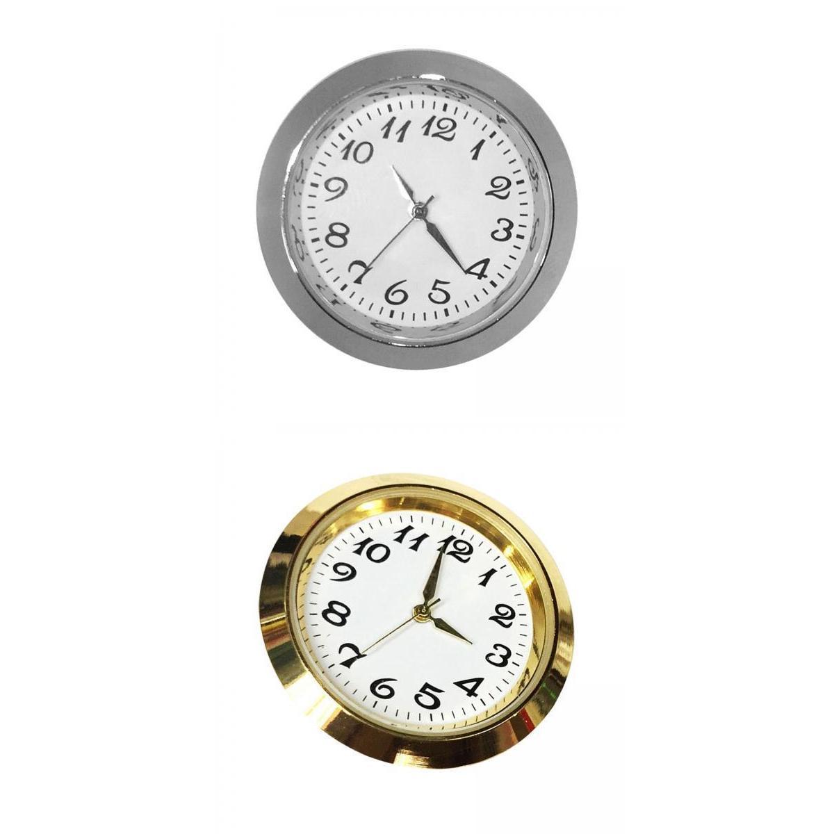 2 Pack Round Clock Insert Clock Face Metal Mini Clock Clock Fit up Movement