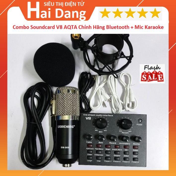 Combo Soundcard V8 + Mic Karaoke Livetream BM 900, Có AutoTune Chuẩn Phòng Thu