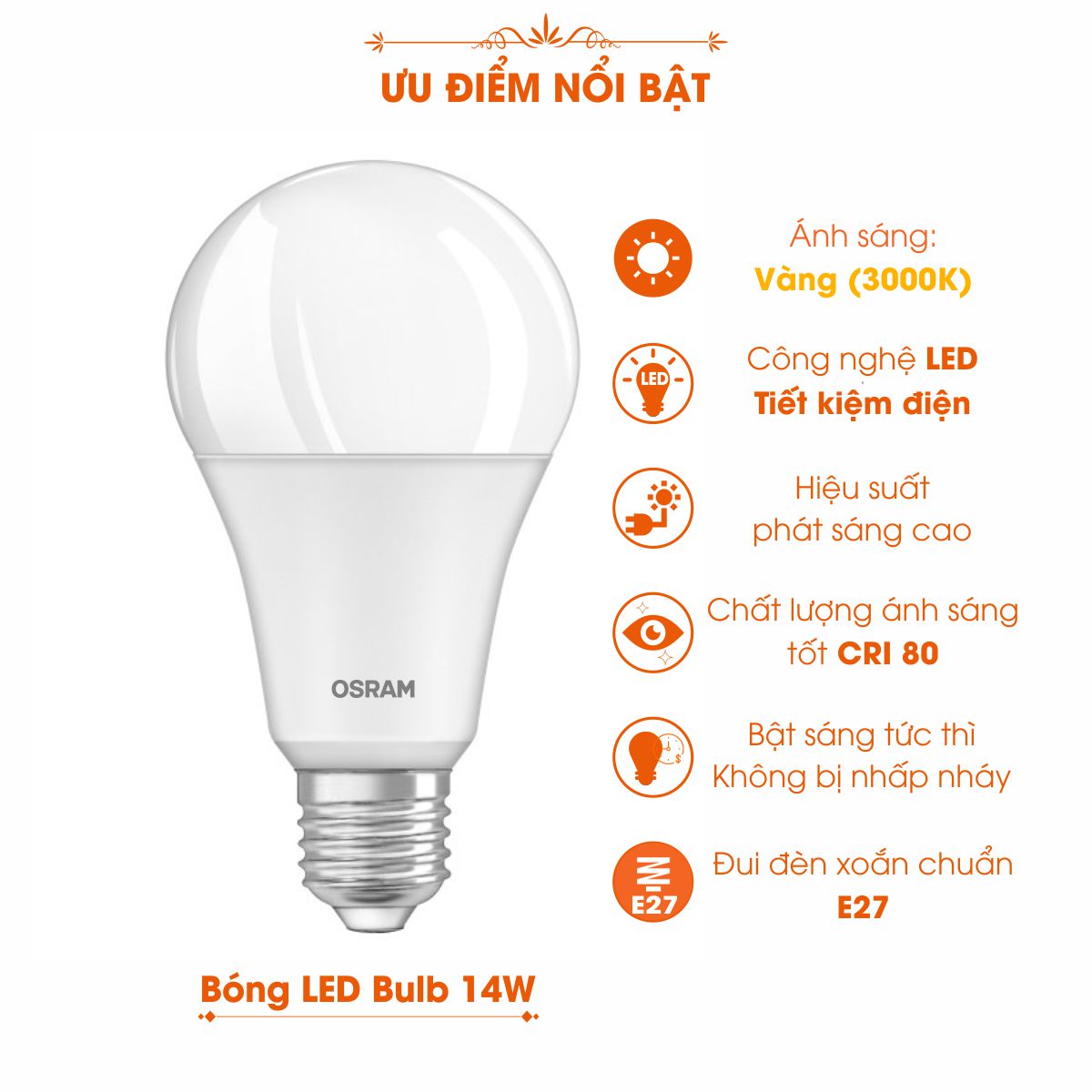Bóng đèn LED Bulb E27 ECO CLASSIC A 14W OSRAM