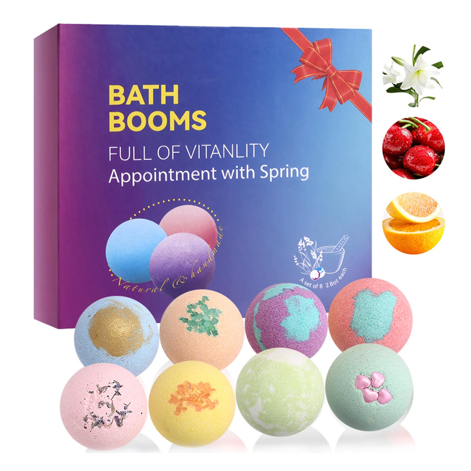 8PCS Aromatherapy Bath Bombs Scented Shower Bath Salt Ball Stress Relief & Relaxation for Valentine's Day/Birthday Gift