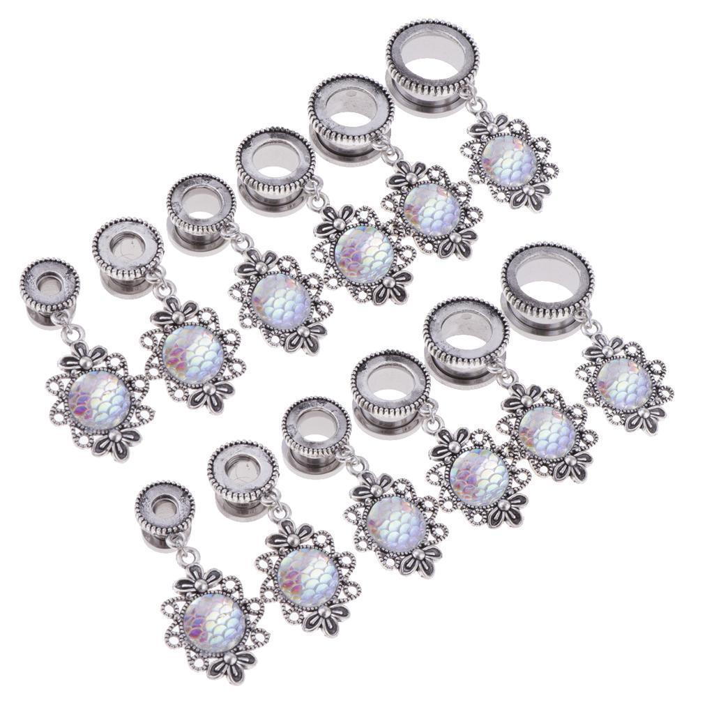 2pcs Stainless  Tunnel Ear Expanders Scales Pendant Ear Accessories