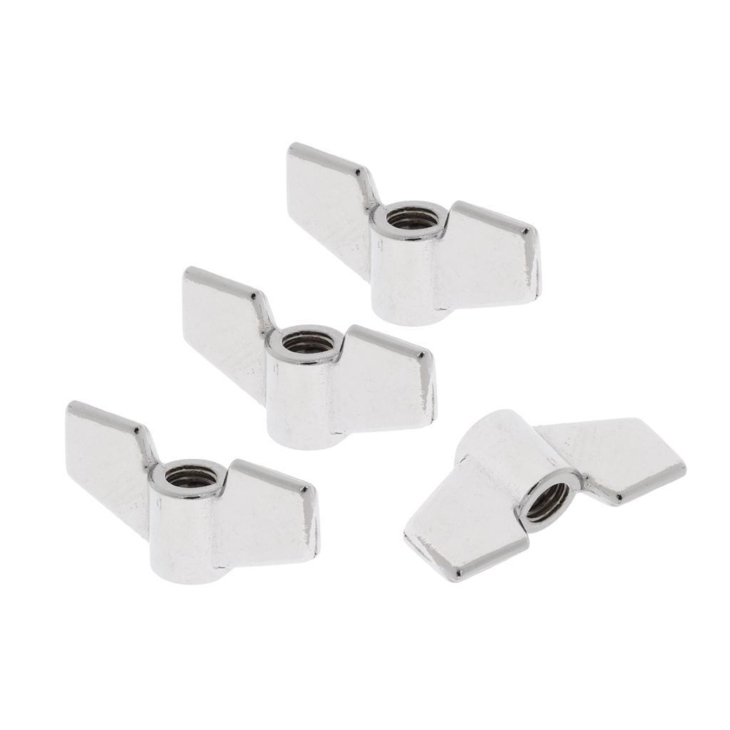 4 Pieces Zinc Alloy Cymbal Stands Wingnuts Silver DIY for Drum-player