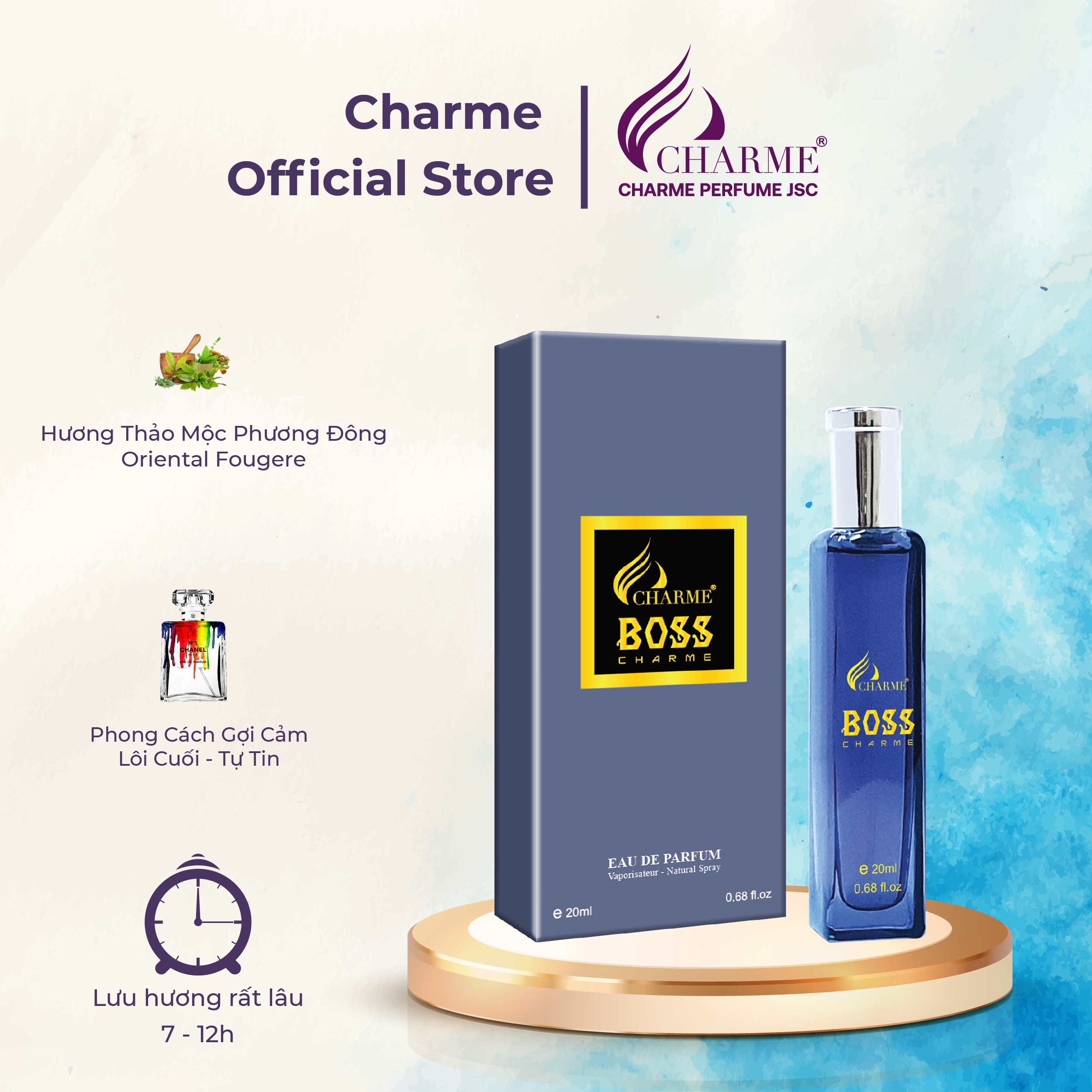 Nước Hoa Nam Cao Cấp BOSS CHARME 20ml Dòng Nước Hoa Phương Đông Hương Thơm Độc Đáo Mạnh Mẽ Dành Cho Phái Mạnh
