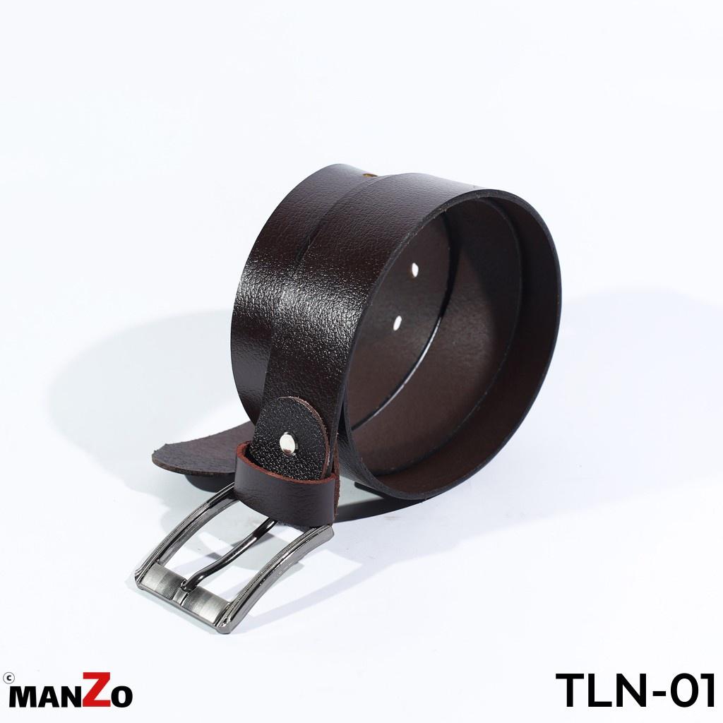 Dây lưng nam da bò màu nâu MANZO TLN-01 bảo hành 18 tháng