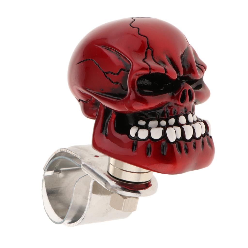 2PC Skull Head Car Steering Wheel  Suicide Knob Handle  Red