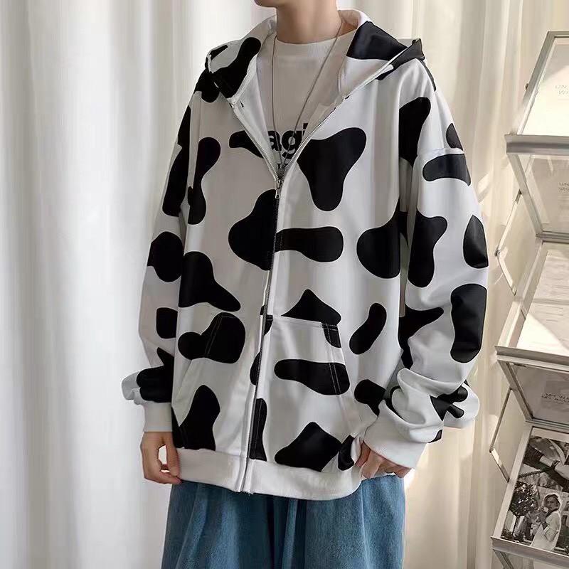 Áo khoác nỉ unisex form rộng cardigan Bò Sữa nam nữ ulzzang Wind