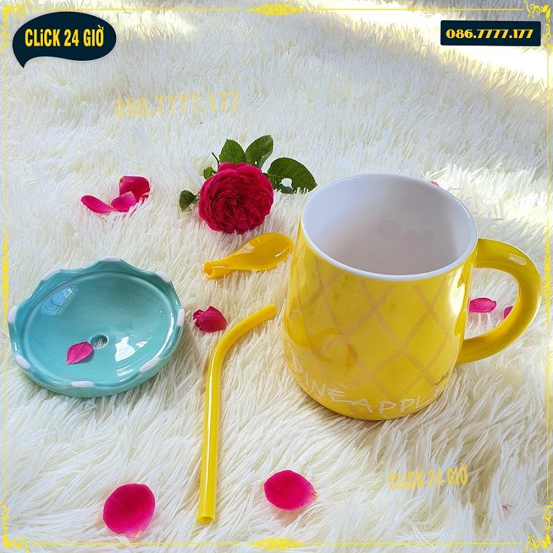 Cốc Hình Quả Dứa Khóm Gốm Sứ Khử Chì - Ly Uống nước Decor Size To Hình Trái Cây Siêu Đẹp