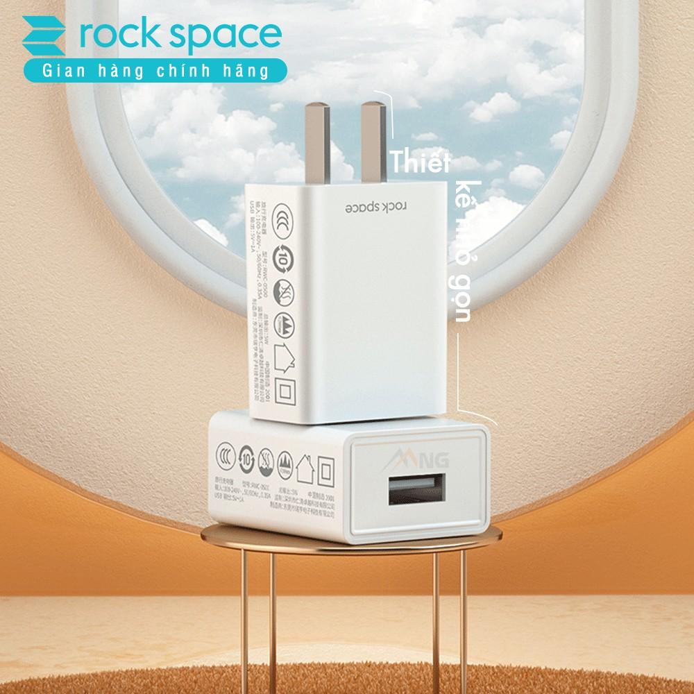 Củ sạc nhanh Rockspace T6 1A dành cho iphone, Samsung 1 cổng USB, chân dẹt, ổn định, không nóng - Hàng chính hãng