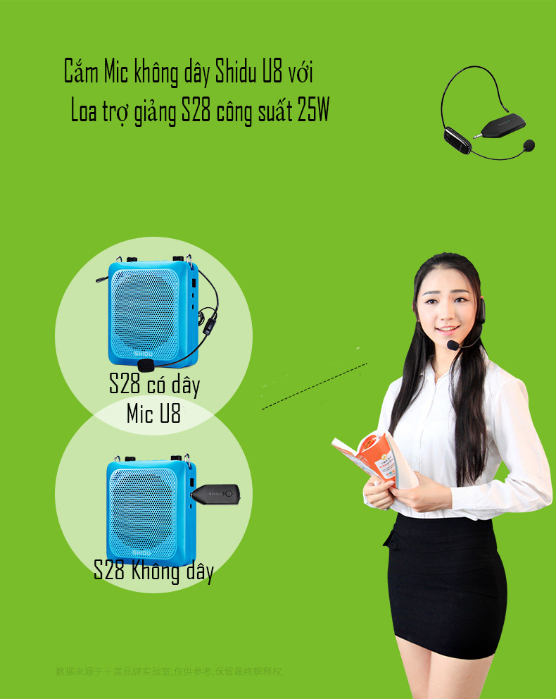 ComBo Loa Trợ Giảng Công Suất Lớn Shidu SD-28 + Mic Không dây SHIDU U8 - Hàng Chính Hãng