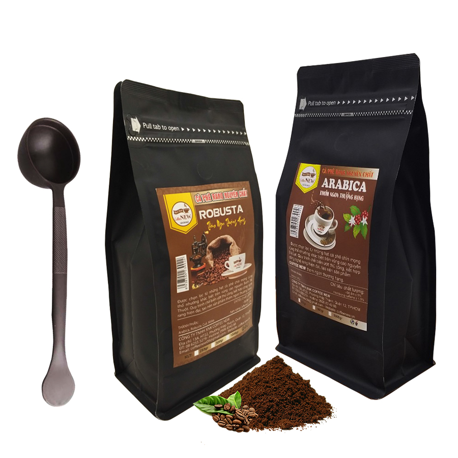 Combo 2 Gói 500g Cà Phê Robusta &amp; Arabica - TẶNG Thìa Đong Cà Phê - Hương Thơm Nồng - Vị Chua Thanh - Coffee New