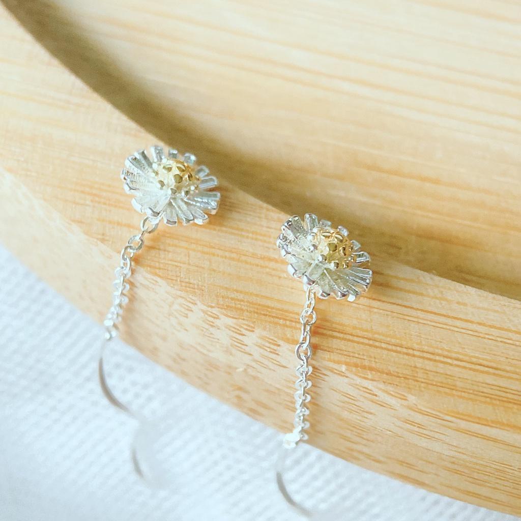 Hoa tai bạc hình hoa cúc thả dài ANTA Jewelry ATJ9028