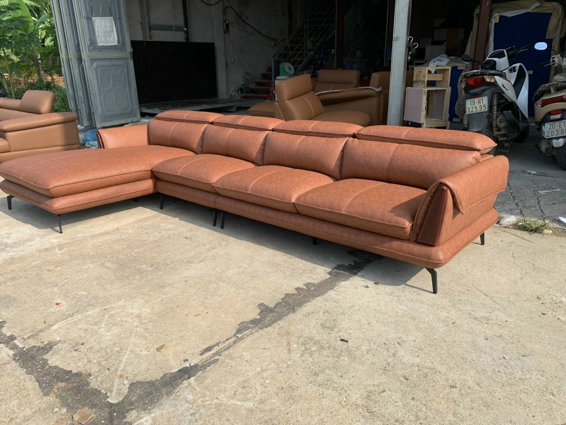 Sofa da Hàn Quốc Juno Sofa 3.1 m x 1.7 m, đầu bật chân inox