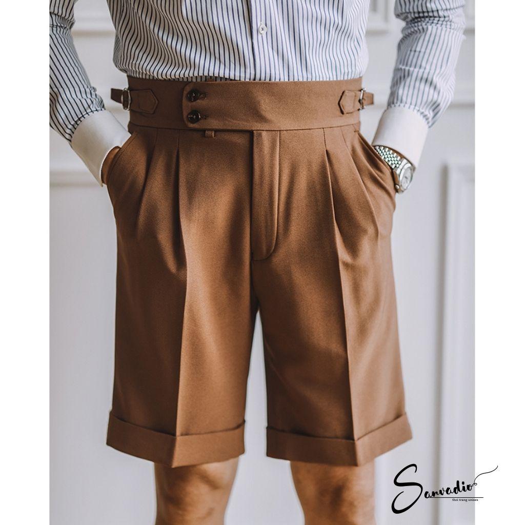 Quần Short Nam Sidetab SANVADIO Quần Tây Ống Ngắn Đứng Form Không Bai - Không Xù Thời Trang Hàn Quốc QS377