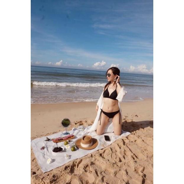 freeship Bikini 2 mảnh đen cạp thấp mặc đi biển sexy (Đảm bảo chuẩn như hình)