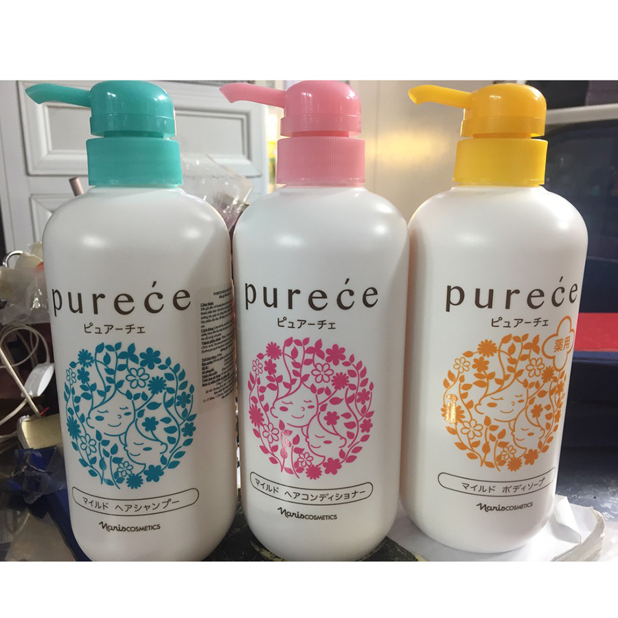 Sữa tắm dưỡng ẩm Naris Purece Medicated Body Soap Nhật Bản 650ml + Móc khóa