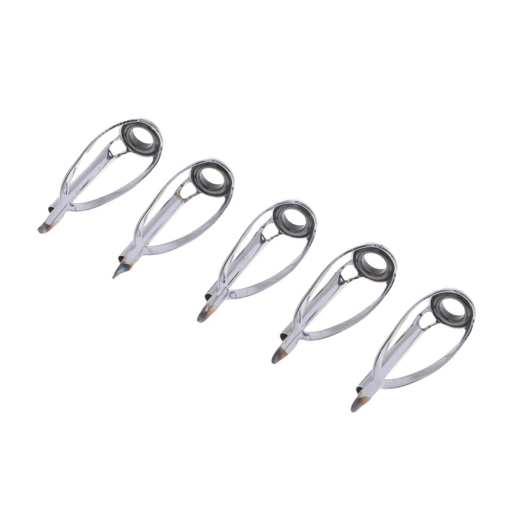 5pcs Fishing Rod Pole Guides Tips Top Eye Rings Rod Repair Kit