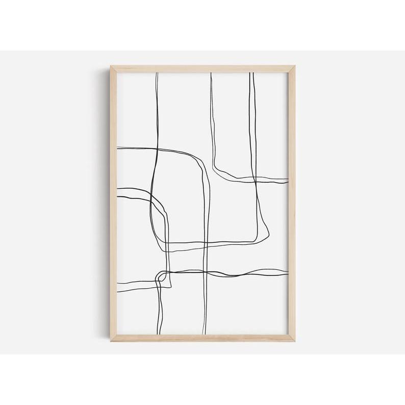 Tranh in cao cấp | Tranh nghệ thuật trừu tượng - Black Scribble Abstract Art Print, Black and White Abstract Art