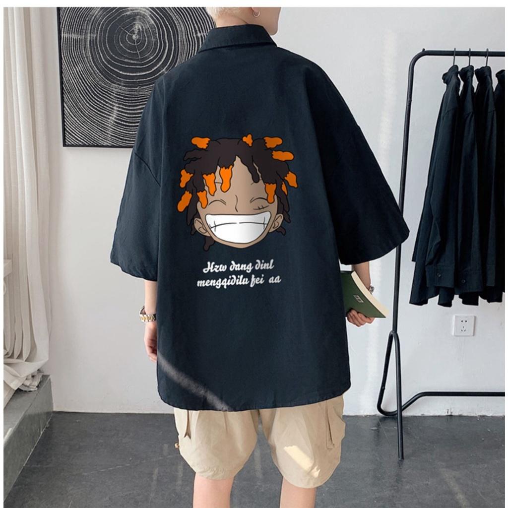 Áo sơ mi oversize from rộng tay lỡ unisex nam nữ , sơ mi nam nữ vải voan lụa mịn mát free size in tóc xoăn