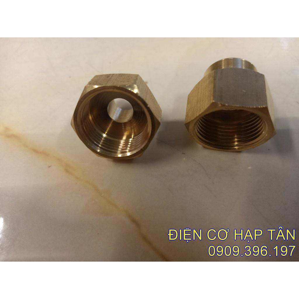 Đầu nối thau răng trong 22mm ra răng 14mm - cho máy rửa xe mini xài dây xịt răng 14mm , để rửa máy lạnh