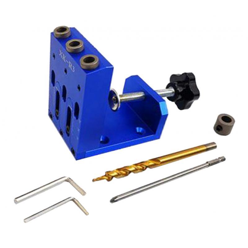 Pocket Hole Locator Jig Set Aluminum Woodworking Oblique Jig Puncher Blue