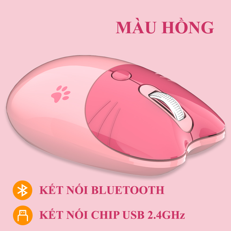 Chuột không dây MOFII M3 thiết kế tai mèo kết nối bằng chip USB 2.4 và BLUETOOTH với điện thoại, máy tính,... - Hàng Chính Hãng