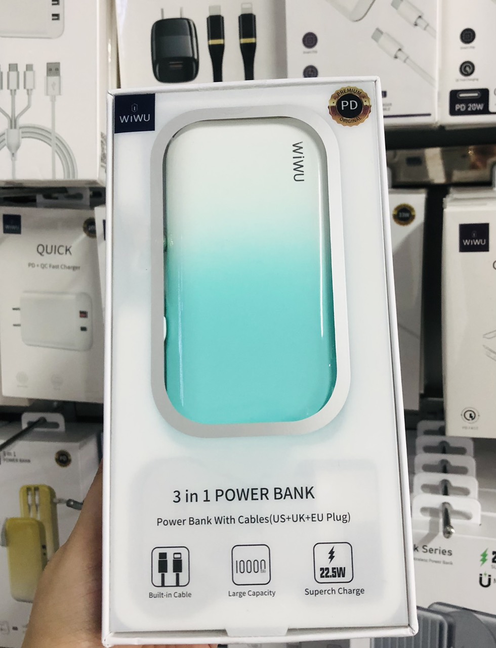 Pin dự phòng WiWU 10000mAh Fast Charging Power Bank JC-23 cho điện thoại, máy tính bảng dung lượng pin 10000mAh, có nhiều đầu ra sạc - Hàng chính hãng