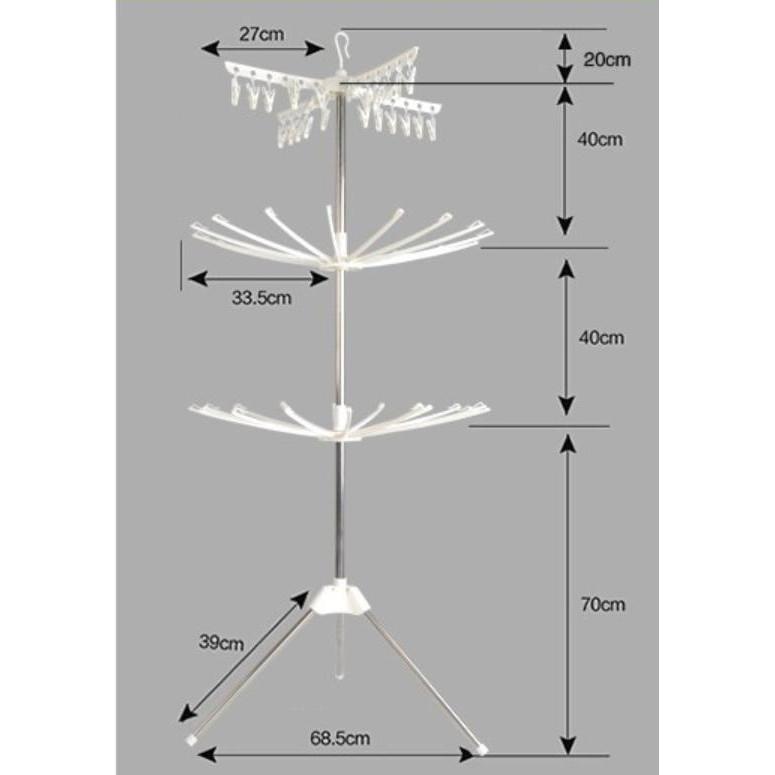 Cây phơi quần áo đa năng cho bé 3 tầng gấp gọn tiện ích