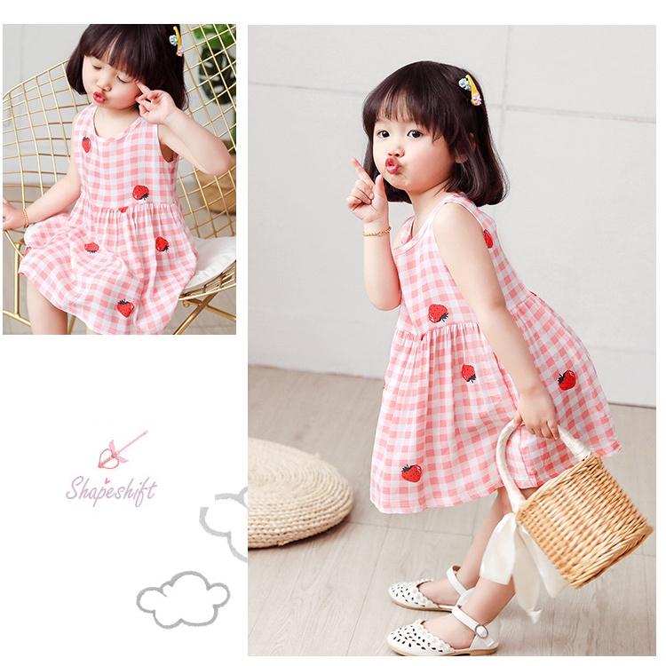 Váy hè bé gái chất cotton mỏng mát nhiều họa tiết dễ thương