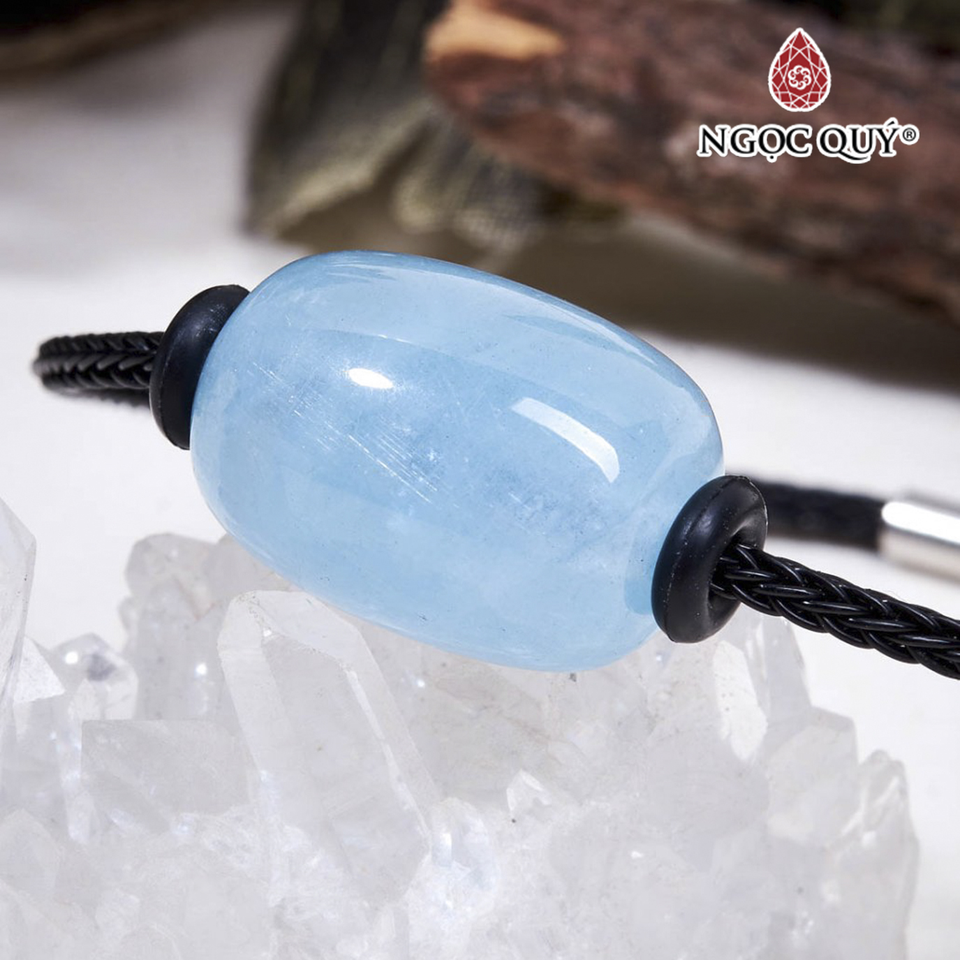 Vòng tay lu thống đá aquamarine mệnh thủy, mộc - Ngọc Quý Gemstones