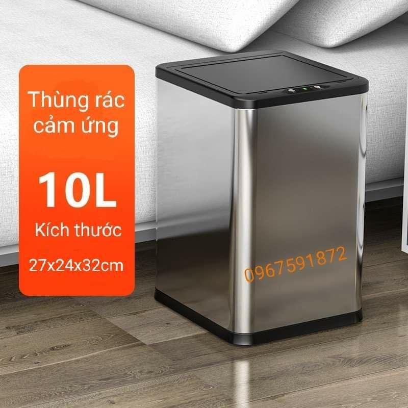 Thùng rác inox cảm biến tự động đóng mở 10l Thùng rác cảm biến phòng khách