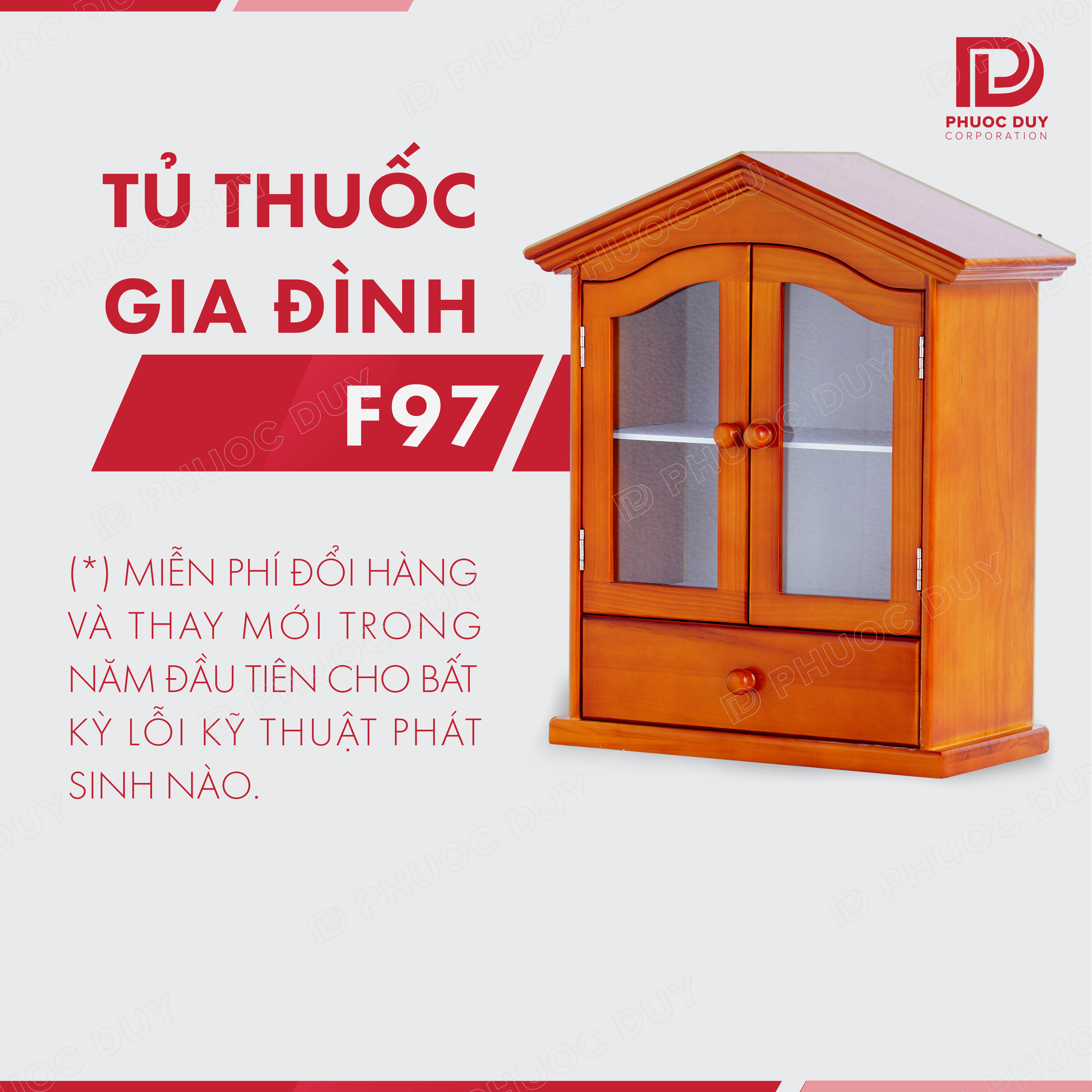 Tủ thuốc - Tủ y tế gia đình gỗ tự nhiên F97